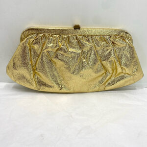 Vintage Metallic Gold Lame Clutch Handbag Purse Mid-Modern Century 50s 60s